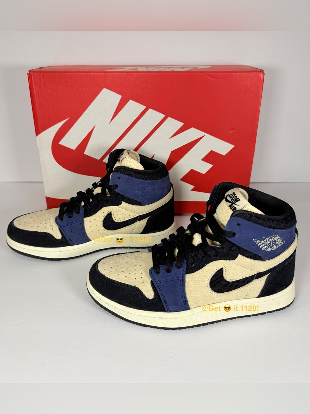 Air Jordan 1 High Zoom CMFT 2 ‘Muslin Blackened Blue’ Women's Shoes DV1305-104 - Picture 3 of 15